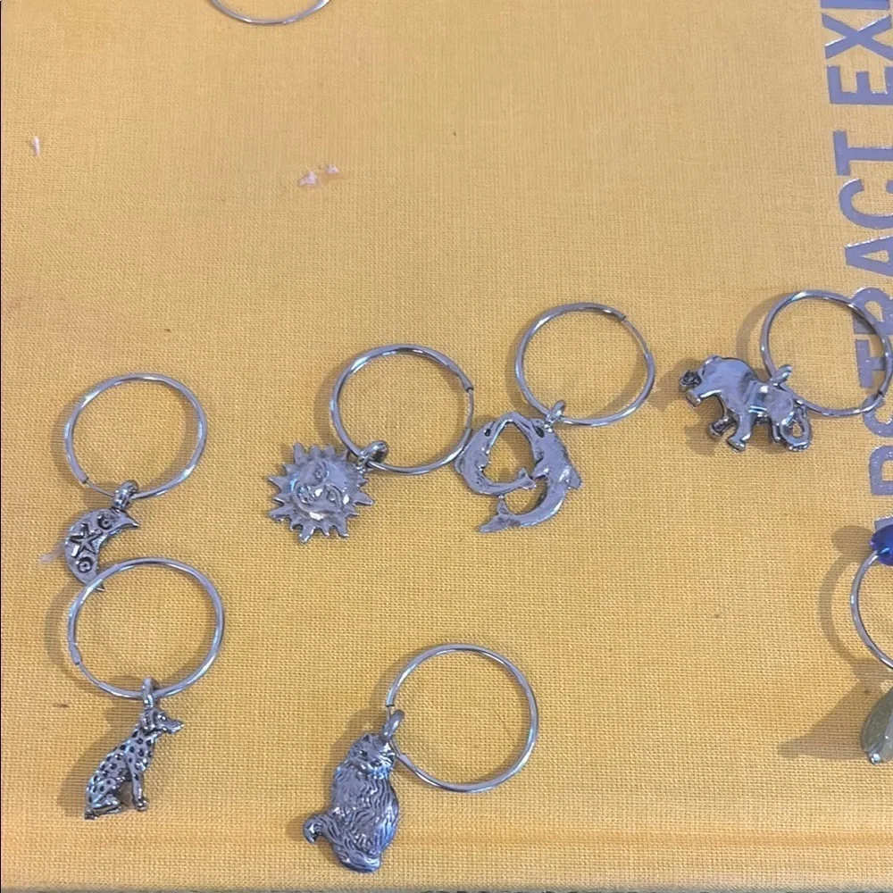 Vintage Silver Bar wine charm Set- 16 GUC